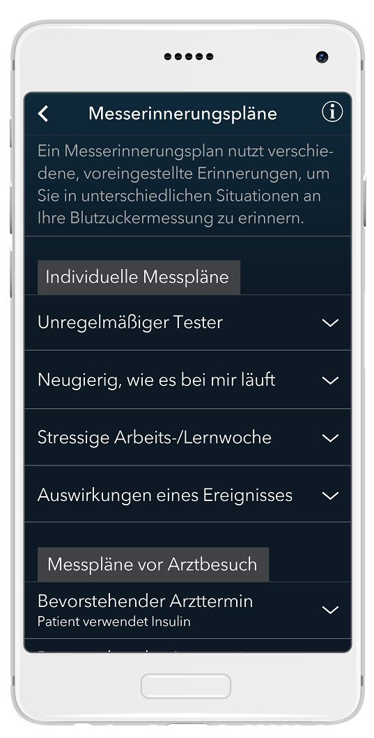 Verschiedene Messerinnerungspläne in der App.
