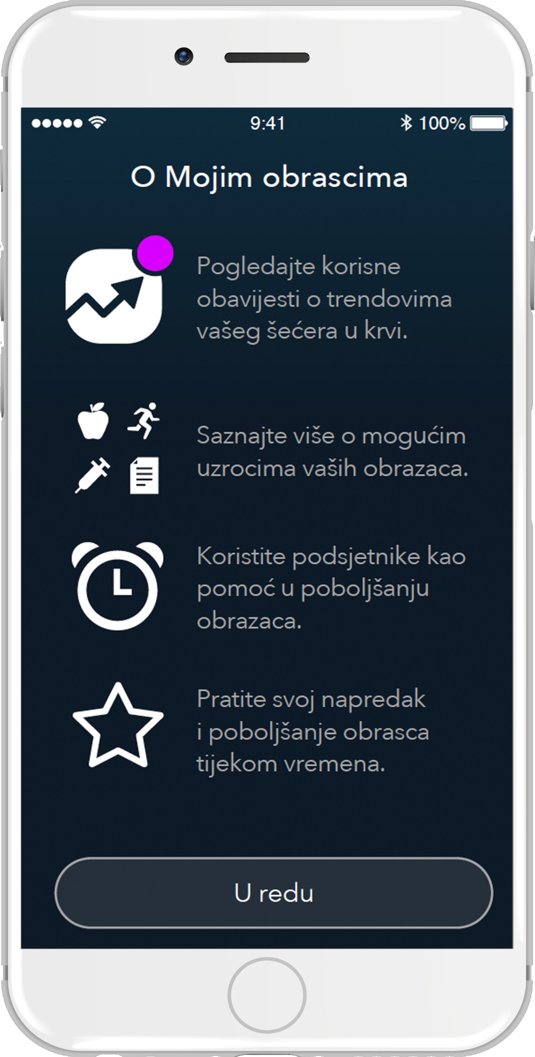 The app provides options for personalized testing