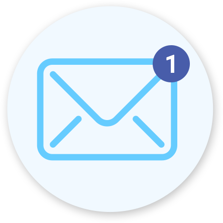 Ikona e-pošte na kojoj se prikazuje oznaka primanja nove poruke.